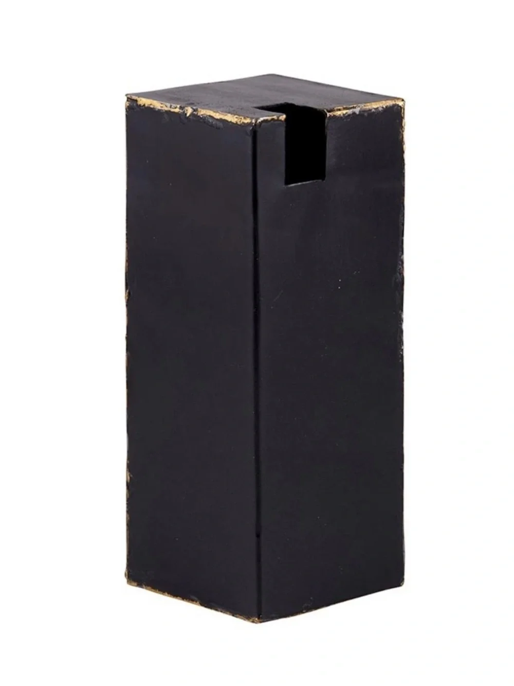 Black Distressed Recycled Rectangular Iron Vase